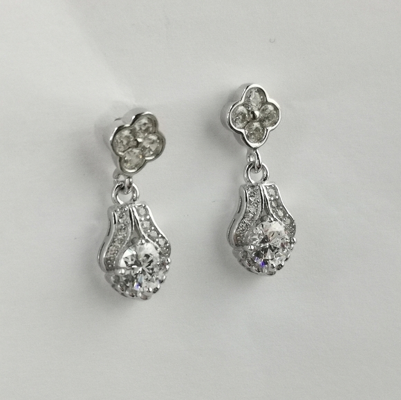 Vintage Revival Sterling Silver CZ Earrings - Picture 5 of 7